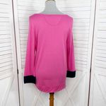Talbots Chinch Hem Long Sleeve T Shirt Pink Navy Blue Medium Photo 3