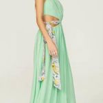 AMUR Zela One Shoulder Tie Waist Gown Fresh Mint Womens Size 0 Green Photo 3