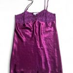 Morgan Taylor Womens Aubergine Mini Coquette Nightgown Sz L Chemise Satin Lace Photo 0