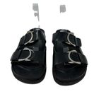 ZARA  Slide Sandals Buckles Double Strap Faux Leather Black Size 41 US 10 Photo 4