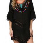 Embroidered Swim Coverup Black Photo 0