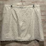 Loft  White eyelet skirt 12 lined cotton straight Photo 1