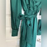 Mac Duggal Deep Emerald Green Split Bishop Sleeve Slit V-Neck Maxi Dress NWT 2 Photo 5