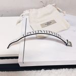 Valentino Garavani Authentic White & Black Thin Leather VLTN Buckle Bracelet Photo 5