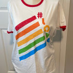 Target #Love tee Love rainbow crew shirt White Red short sleeve top New size Large Photo 0