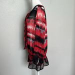 Gina Benotti Red Print Tie Neck Blouse Size Medium Photo 4