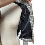 ZARA Short Zipped Tweed Jacket Blazer Cream Black Size Small Photo 8