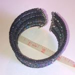 Black AB Rainbow Coated Seed Bead Beaded Boho Wide Cuff Bracelet Photo 6