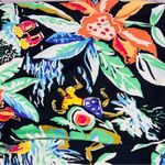 Vintage Finity Caribbean Tropical Hibiscus Floral Flower Print Capri Pants 4 Black Photo 2