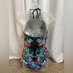 Kenneth Cole Tropical Floral Print Lattice High Neck One Piece Swimsuit XL 0385 Photo 3