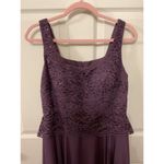 NWT JJ's House Lace Bodice Peplum Waist Plum Formal Floor Length Gown, sz 12 Purple Photo 1