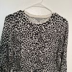 Joseph A Cardigan Sweater Cream Black Animal Print Photo 1