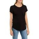 cupio  Womens Black Short Sleeve Rounded Hem TShirt Top Casual Work Staple Medium Photo 1