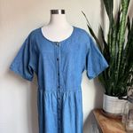 Vintage Plus Size Button Front Denim Dress 90s Cottagecore Prairie Style Blue Photo 5