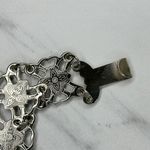 Ornate Silver Tone Flower Chain Belt Double Hook Decorative One Size ✨ Photo 4