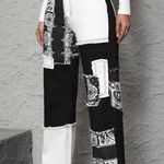 SheIn Black Straight Leg Patchwork Jeans Sz. 4 Photo 0