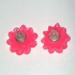 Bright Pink Flower Earrings Photo 2
