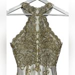 XScape Embellished Embroidered Mikado Party Dress White Gold Size 2 EUC Photo 10