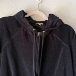 Juicy Couture Y2k Black Velour Hoodie Gold Glitter Logo Zip Up Women's Size L Photo 3