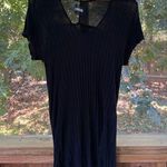 Reformation  Black Ribbed Knit Mini Dress Raw Hem Size XS Photo 0
