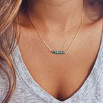 Turquise And Gold Boho Dainty Necklace Blue Photo 0