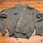 Tahari Olive Green Button Front Collared Knit Cardigan Sweater Women's Size S Photo 0