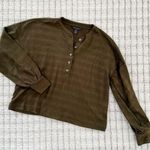 Banana Republic Olive Balloon Sleeve Henley Blouse Photo 1