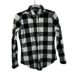 Norma Kamali  Black White Buffalo Plaid Long Sleeve Button Down Shirt Womens XS Photo 0