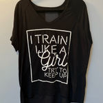 Ideology  Black Short Sleeve workout tee. Plus size 2x. I train like a girl Photo 0