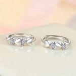 925 Silver Plated Cubic Zirconia CZ Love Heart Hoop Earrings for Women Photo 1