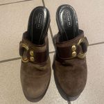 Coach Claude Taupe Suede Mules Photo 1