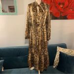 ZARA  Tie Neck Animal Snake Print Midi Dress  Sz Small S EUC Photo 7
