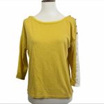 Anthropologie π΅ SALE 3/$25 ANTHRO LITTLE YELLOW BUTTON MABEL 3/4 SLEEVE TOP XS Photo 4