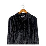 ZARA Relaxed Fit Crushed Velvet Long Sleeve Collard Button Down Blouse S Black Photo 1