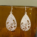 Source Unknown Silver Tone Floral Teardrop Earrings Photo 0