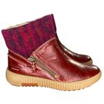Josef Seibel Maren 22 Red Leather & Wool Ankle Boots With Sherpa Lining Size 6 Photo 1