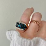 18KGE RSC Blue Glass Statement Ring Covenant Elegant Vintage Sparkly Glam Jewelry Photo 15