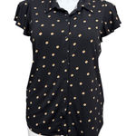 Adrianna Papell  Polka Dot Blouse Women’s Large Black Flutter Sleeve Top Photo 0