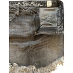 Free People Faded Black Denim Rounded Raw Hem Fringe Mini Skirt Bailey Size 27 Photo 8