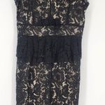 Metisu Black Lace Overlay Sheath Dress with Ruffle & Bow Women’s Size Small Photo 0