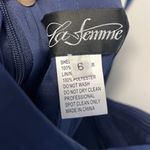 La Femme Sweetheart Thigh High Slit Satin Strapless Formal Prom Gown Size 6 Navy Photo 10