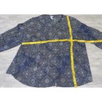 Catherines  Sz 2X 22/24 Blue Beige Medallion Roll-Tab Button-Down Career Work Photo 1