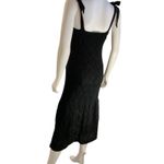 Lulus Black Chunky Knit Crochet Midi Dress Shoulder Tie Size Small Photo 3