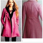 CAbi  Madison Avenue Pink Tweed Wool Double Breasted pea coat fringe Size 16 Photo 1