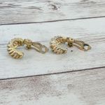 Vintage Clip On Earrings Gold Tone Cut Out Half Hoops Photo 7