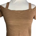 Off the Shoulder Striped Short Sleeve T Shirt 25PE Photo 1