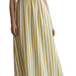 A New Day  Yellow White Striped Maxi Dress Sundress Strapless Cotton Size Medium Photo 0