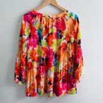 Floral and ivy bright multicolored floral print tunic top bell sleeves size XL Red Photo 7