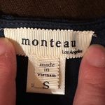 Monteau Los Angelas Navy Floral Lace Design Midi Cap Sleeves Dress Sz. S. Blue Photo 12