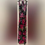 Halter Top Maxi Floral Black and Pink Dress Women's Sz XL Photo 1